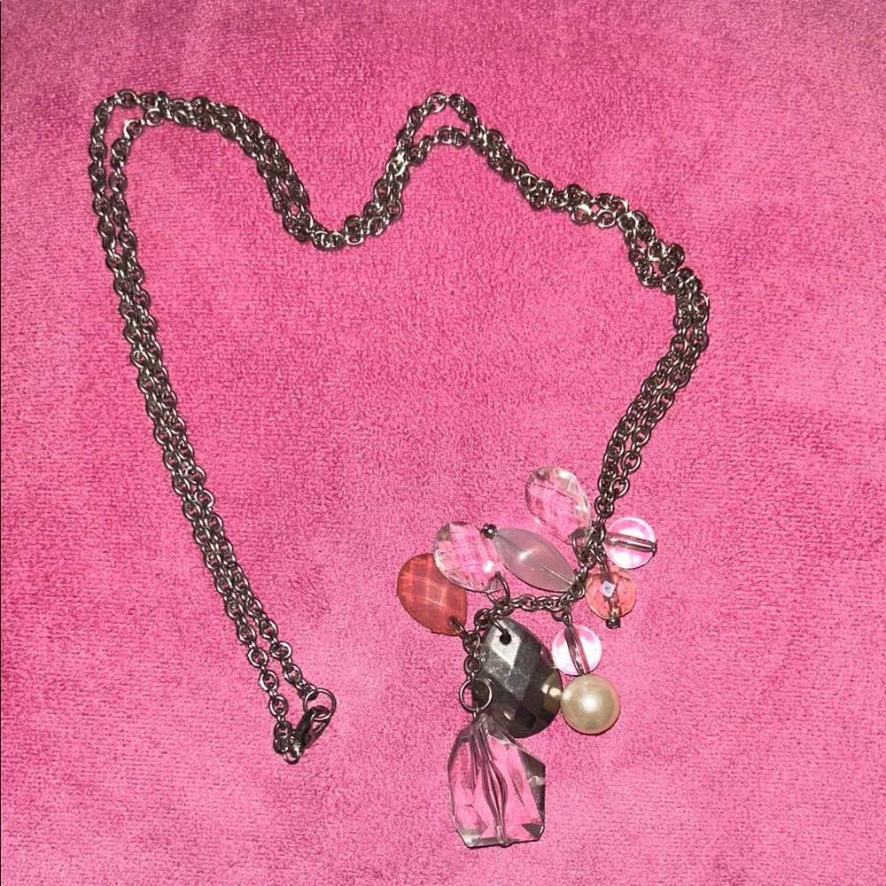 ⚡️Elegant Silver and Pink Gemstone Necklace